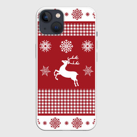 Чехол для iPhone 13 с принтом Узор с оленями в Тюмени,  |  | background | christmas | deer | holiday | new year | pattern | snowflakes | новый год | олени | праздник | рождество | снежинки | узор | фон