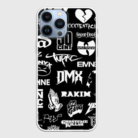 Чехол для iPhone 13 Pro Max с принтом RAP  HIP HOP LOGOS в Тюмени,  |  | Тематика изображения на принте: 2pac | 50 cent | cardi b | dmx | dr dre | drake | eminem | ghostface killah | ghostmane | hip hop | jay z | kizaru | lil peep | migos | nas | notorious big | onyx | outkast | queen latifah | rakim | rap | rappers | run dmc | snoop dogg | tay k | tripple r