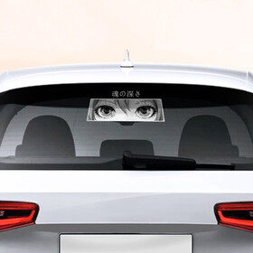 Наклейка на авто - для заднего стекла с принтом Аnime LOVELY EYES` в Тюмени, ПВХ | Точные размеры наклейки зависят от выбранного изображения (ширина не больше 75 мм, высота не больше 45 мм) | анимэ | взгляд | глаза | иероглиф | мультики