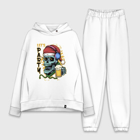 Женский костюм хлопок Oversize с принтом Skull Santa в Тюмени,  |  | art | beer | christmas | headphones | new year | santa | skull | арт | наушники | новый год | рождество | санта | череп