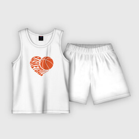 Детская пижама с шортами хлопок с принтом Баскетбольное сердце в Тюмени,  |  | ball | basketball | heart | sport | баскетбол | баскетболисту | баскетбольный мяч | валентинка | мяч | сердце | спорт