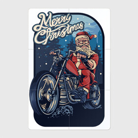 Магнитный плакат 2Х3 с принтом Santa Biker в Тюмени, Полимерный материал с магнитным слоем | 6 деталей размером 9*9 см | art | christmas | motorcycle | new year | santa biker | santa claus | santa on a motorcycle | арт | дед мороз | мотоцикл | новый год | рождество | санта байкер | санта клаус | санта на мотоцикле