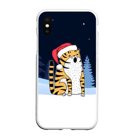 Чехол для iPhone XS Max матовый с принтом Удивленный тигр 2022 в Тюмени, Силикон | Область печати: задняя сторона чехла, без боковых панелей | 2022 | год тигра | новый год | новый год 2022 | символ года | тигр | тигренок | тигрица | тигры