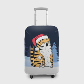 Чехол для чемодана 3D с принтом Удивленный тигр 2022 в Тюмени, 86% полиэфир, 14% спандекс | двустороннее нанесение принта, прорези для ручек и колес | 2022 | год тигра | новый год | новый год 2022 | символ года | тигр | тигренок | тигрица | тигры