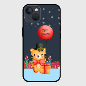 Чехол для iPhone 13 с принтом Новогодний тигренок с красным шариком в Тюмени,  |  | 2022 | год тигра | новый год | новый год 2022 | символ года | тигр | тигренок | тигрица | тигры