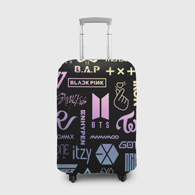 Чехол для чемодана 3D с принтом K-pop лого исполнителей в Тюмени, 86% полиэфир, 14% спандекс | двустороннее нанесение принта, прорези для ручек и колес | aespa | astro | bap | bigbang | blackpink | bts | enhypen | exo | got7 | ikon | itzy | korean pop | kpop | mamamoo | megamax | monsta x | nct | red velvet | seventeen | shinee | stray kids | superm | twice | txt | атееz | группы | кпоп | музыка