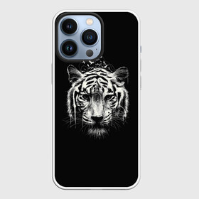 Чехол для iPhone 13 Pro с принтом Черно Белый Тигр. Head в Тюмени,  |  | Тематика изображения на принте: 2022 | 22 | black | head | muzzle | new | second | symbol | tiger | twenty | two | white | year | белый | второй | год | года | голова | двадцать | нового | новый | символ | тигр | черный