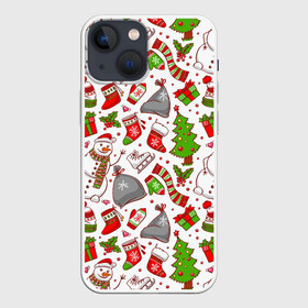 Чехол для iPhone 13 mini с принтом Новый Год в Тюмени,  |  | background | christmas | gifts | holiday | new year | pictures | skates | snowman | socks | tree | елка | коньки | новый год | носки | подарки | праздник | рисунки | рождество | снеговик | фон