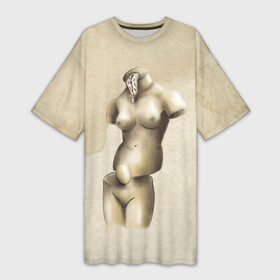 Платье-футболка 3D с принтом Акварельная Венера в стиле Сальвадора Дали в Тюмени,  |  | акварель | бежевая | бежевый | девушка | женская фигура | женщина | искусство | натура | обнаженная | обнаженная девушка | обнаженная жнщина | произведение искусства | скульптура | фигура