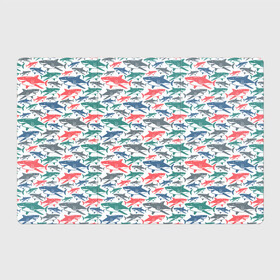 Магнитный плакат 3Х2 с принтом Разноцветные Акулы в Тюмени, Полимерный материал с магнитным слоем | 6 деталей размером 9*9 см | fish | ocean | predator | shark | white shark | акула | белая акула | зубы | море | морской хищник | океан | рыба | хищная рыба | хищник