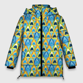 Женская зимняя куртка Oversize с принтом Зубастые Акулы в Тюмени, верх — 100% полиэстер; подкладка — 100% полиэстер; утеплитель — 100% полиэстер | длина ниже бедра, силуэт Оверсайз. Есть воротник-стойка, отстегивающийся капюшон и ветрозащитная планка. 

Боковые карманы с листочкой на кнопках и внутренний карман на молнии | fish | ocean | predator | shark | white shark | акула | белая акула | зубы | море | морской хищник | океан | рыба | хищная рыба | хищник