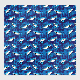 Магнитный плакат 3Х3 с принтом Акулы (SURF) в Тюмени, Полимерный материал с магнитным слоем | 9 деталей размером 9*9 см | fish | ocean | predator | shark | surf | white shark | акула | белая акула | зубы | море | морской хищник | океан | рыба | сёрфинг | хищная рыба | хищник
