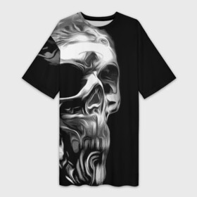 Платье-футболка 3D с принтом Vanguard skull 2022 в Тюмени,  |  | art | fashion | hype | skull | vanguard | авангард | искусство | мода | хайп | череп