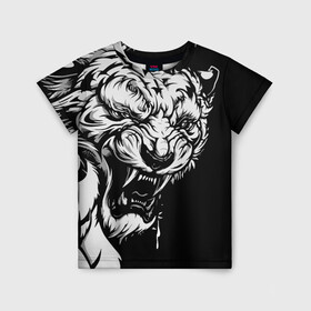 Детская футболка 3D с принтом Тигр: свирепый и кровожадный в Тюмени, 100% гипоаллергенный полиэфир | прямой крой, круглый вырез горловины, длина до линии бедер, чуть спущенное плечо, ткань немного тянется | 2022 | bloodthirsty | ferocious | look | powerful | predator | strong | tiger | year of the tiger | взгляд | год тигра | кровожадный | мощный | свирепый | сильный | тигр | хищник