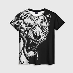 Женская футболка 3D с принтом Тигр: свирепый и кровожадный в Тюмени, 100% полиэфир ( синтетическое хлопкоподобное полотно) | прямой крой, круглый вырез горловины, длина до линии бедер | 2022 | bloodthirsty | ferocious | look | powerful | predator | strong | tiger | year of the tiger | взгляд | год тигра | кровожадный | мощный | свирепый | сильный | тигр | хищник