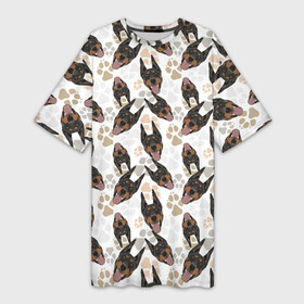 Платье-футболка 3D с принтом Доберман (Doberman) в Тюмени,  |  | animal | doberman | dog | pinscher | schnauzer | год собаки | доберман | друг человека | животное | зверь | кинолог | пес | пинчер | порода собак | собака доберман | собаковод | хищник | четвероногий | шнауцер