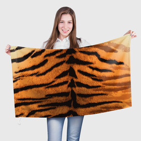 Флаг 3D с принтом ТИГРИНАЯ ШКУРА в Тюмени, 100% полиэстер | плотность ткани — 95 г/м2, размер — 67 х 109 см. Принт наносится с одной стороны | 2022 | christmas | merry | new | tiger | year | год | животные | новый | рождество | текструа | тигр | тигра | тигриная | тигровая | шерсть