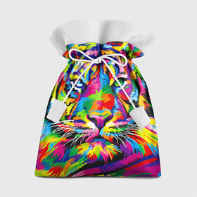 Подарочный 3D мешок с принтом Тигр в стиле поп арт в Тюмени, 100% полиэстер | Размер: 29*39 см | 2022 | art | beast | mosaic | multicolored head | new year | pop art | predator | rainbow | tiger | year of the tiger | год тигра | зверь | искусство | мозаика | новый год | радужный | разноцветная голова | тигр | хищник