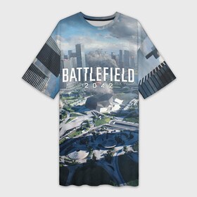 Платье-футболка 3D с принтом Battlefield 2042  КАЛЕЙДОСКОП в Тюмени,  |  | 2042 | action | art | battlefield | dice | game | map | shooter | арт | батла | батлфилд | война | калейдоскоп | карта | шутер