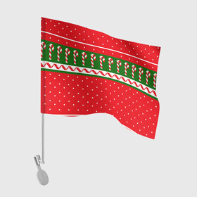 Флаг для автомобиля с принтом ЛЕДЕНЦЫ НОВОГОДНИЕ в Тюмени, 100% полиэстер | Размер: 30*21 см | 2020 | 2021 | christmas | merry | леденец | нг | новогодний | новый год | рождество | свитер | узоры