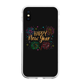 Чехол для iPhone XS Max матовый с принтом Fireworks Explosinons. Happy New Year в Тюмени, Силикон | Область печати: задняя сторона чехла, без боковых панелей | 2022 | 22 | claps | explosion | fireworks | happy | new | paint | rain | salute | snow | year | взрыв | год | дождик | краски | новый | салюта | снег | фейерверк | хлопки