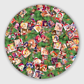 Круглый коврик для мышки с принтом Ахегао С новым годом в Тюмени, резина и полиэстер | круглая форма, изображение наносится на всю лицевую часть | ahegao | anime | manga | аниме | ахегао | ветки | ёлка | ель | коллаж | манга | новогодний | новый год | паттерн | шишки