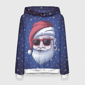 Женская толстовка 3D с принтом САНТА ХИПСТЕР | SANTA HIPSTER в Тюмени, 100% полиэстер  | двухслойный капюшон со шнурком для регулировки, мягкие манжеты на рукавах и по низу толстовки, спереди карман-кенгуру с мягким внутренним слоем. | 2022 | bad | christmas | cold | dab | dub | hipster | klaus | merry | new | santa | snow | winter | year | год | даб | зима | клаус | мороз | новый | рождество | санта | снег | тигр | тигра | хипстер | холод