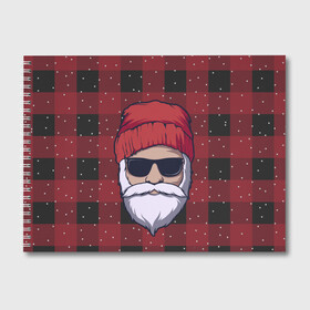 Альбом для рисования с принтом SANTA HIPSTER | САНТА ХИПСТЕР в Тюмени, 100% бумага
 | матовая бумага, плотность 200 мг. | Тематика изображения на принте: 2022 | bad | christmas | cold | dab | dub | hipster | klaus | merry | new | santa | snow | winter | year | год | даб | зима | клаус | мороз | новый | рождество | санта | снег | хипстер | холод