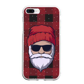 Чехол для iPhone 7Plus/8 Plus матовый с принтом SANTA HIPSTER | САНТА ХИПСТЕР в Тюмени, Силикон | Область печати: задняя сторона чехла, без боковых панелей | Тематика изображения на принте: 2022 | bad | christmas | cold | dab | dub | hipster | klaus | merry | new | santa | snow | winter | year | год | даб | зима | клаус | мороз | новый | рождество | санта | снег | хипстер | холод