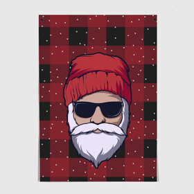 Постер с принтом SANTA HIPSTER | САНТА ХИПСТЕР в Тюмени, 100% бумага
 | бумага, плотность 150 мг. Матовая, но за счет высокого коэффициента гладкости имеет небольшой блеск и дает на свету блики, но в отличии от глянцевой бумаги не покрыта лаком | 2022 | bad | christmas | cold | dab | dub | hipster | klaus | merry | new | santa | snow | winter | year | год | даб | зима | клаус | мороз | новый | рождество | санта | снег | хипстер | холод