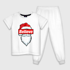 Детская пижама хлопок с принтом I Believe In Santa | Я Верю В Санту в Тюмени, 100% хлопок |  брюки и футболка прямого кроя, без карманов, на брюках мягкая резинка на поясе и по низу штанин
 | 2022 | believe | christmas | cold | klaus | merry | new | santa | winter | year | верить | год | дед | зима | клаус | мороз | новый | рождество | санта | холод