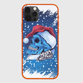 Чехол для iPhone 12 Pro с принтом Merry Christmas | Счастливого Рождества | Skull в Тюмени, силикон | область печати: задняя сторона чехла, без боковых панелей | Тематика изображения на принте: 2022 | christmas | cold | klaus | merry | new | santa | skull | snow | winter | year | год | дед | зима | клаус | мороз | новый | рождество | санта | скелет | снег | холод | череп