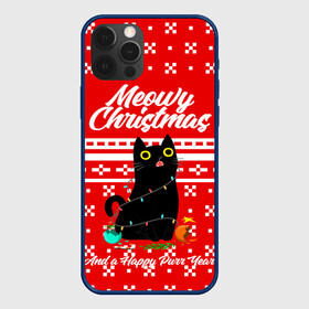 Чехол для iPhone 12 Pro Max с принтом MEOW | CHRISTMAS в Тюмени, Силикон |  | 2020 | 2021 | 2022 | christmas | meow | meowy christmas | merry | кот | леденец | мяу | нг | новогодний | новый год | олени | рождество | свитер | узоры