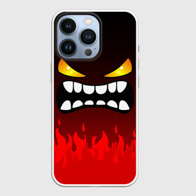 Чехол для iPhone 13 Pro с принтом GEOMETRY DASH ЯРОСТНЫЙ ДЕМОН в Тюмени,  |  | Тематика изображения на принте: 2d | arcade | demon | fire | flame | game | geometry dash | meltdown | robtop | smile | аркада | геометрический тире | демон | огонь | пламя | раннер | смайлы | эмоции