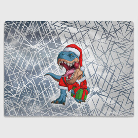 Плед 3D с принтом Санта Динозавр   Dinosanta в Тюмени, 100% полиэстер | закругленные углы, все края обработаны. Ткань не мнется и не растягивается | christmas | dinosaur | santa | дед мороз | динозавр | елка | зима | новый год | подарок | рождество | санта | снег | снежинка