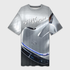 Платье-футболка 3D с принтом Mercedes Benz EQ Silver Arrow Concept в Тюмени,  |  | arrow | car | concept | germany | mercedes benz | motorsport | power | silver | автомобиль | автоспорт | германия | мерседес | мощь | стрела