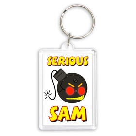 Брелок прямоугольный 35*50 с принтом Serious Sam Bomb Logo в Тюмени,  |  | bomb | serious sam | бомба | динамит | крутой сэм | сем | сериос сем | сериос сэм | сириус сэм | сэм