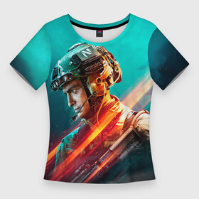 Женская футболка 3D Slim с принтом БФ6 (Battlefield2042) в Тюмени,  |  | battlefield | battlefield2042 | electronic arts | бф | игры