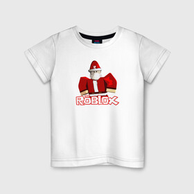 Детская футболка хлопок с принтом Санта Robloх в Тюмени, 100% хлопок | круглый вырез горловины, полуприлегающий силуэт, длина до линии бедер | игра | логотип | надпись | персонаж | санта