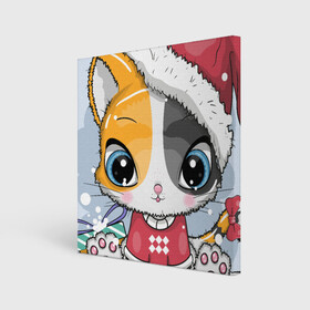 Холст квадратный с принтом Новогодняя kitty в Тюмени, 100% ПВХ |  | cat | christmas | kitten | kitty | new year | животные | кот | котенок | котики | кошечка | милота | милый | новогодний | новый год | рождественский | снежный