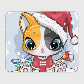 Прямоугольный коврик для мышки с принтом Новогодняя kitty в Тюмени, натуральный каучук | размер 230 х 185 мм; запечатка лицевой стороны | cat | christmas | kitten | kitty | new year | животные | кот | котенок | котики | кошечка | милота | милый | новогодний | новый год | рождественский | снежный