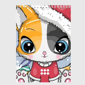 Скетчбук с принтом Новогодняя kitty в Тюмени, 100% бумага
 | 48 листов, плотность листов — 100 г/м2, плотность картонной обложки — 250 г/м2. Листы скреплены сверху удобной пружинной спиралью | cat | christmas | kitten | kitty | new year | животные | кот | котенок | котики | кошечка | милота | милый | новогодний | новый год | рождественский | снежный