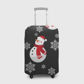 Чехол для чемодана 3D с принтом Снеговик в Тюмени, 86% полиэфир, 14% спандекс | двустороннее нанесение принта, прорези для ручек и колес | merry christmas | веселого рождества | рождество | снеговики | снежинки | шарфик