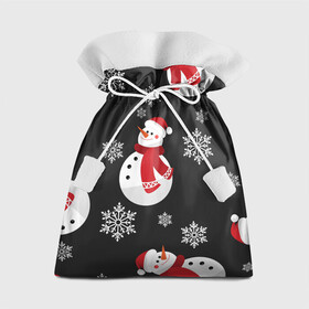 Подарочный 3D мешок с принтом Снеговик в Тюмени, 100% полиэстер | Размер: 29*39 см | merry christmas | веселого рождества | рождество | снеговики | снежинки | шарфик