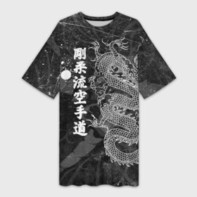 Платье-футболка 3D с принтом Токийский Дракон (Иероглифы) Dragon Japan в Тюмени,  |  | beast | dragon | fire | grunge | горелый | дракон | животные | зверь | змей | иероглифы | когти | огонь | пепел | пламя | потертости | узор | чб | японский