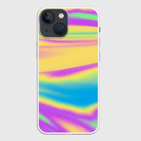 Чехол для iPhone 13 mini с принтом Holographic Neon Waves в Тюмени,  |  | Тематика изображения на принте: abstract | gradient | holographic | neon | neon stripes | rainbow | stripes | vaporwave | wave | абстрактный узор | абстракция | волны | голографические | градиент | краски | красочный | линии | неоновые полосы | полосы | радужный