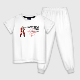 Детская пижама хлопок с принтом Дед Counter Strike в Тюмени, 100% хлопок |  брюки и футболка прямого кроя, без карманов, на брюках мягкая резинка на поясе и по низу штанин
 | автомат | дед | надпись | прицел | санта