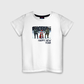 Детская футболка хлопок с принтом Counter Strike HNY в Тюмени, 100% хлопок | круглый вырез горловины, полуприлегающий силуэт, длина до линии бедер | люди | мужчины | персонажи | снег | снеговик