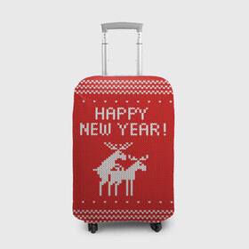 Чехол для чемодана 3D с принтом Свитер   вязаные олени в Тюмени, 86% полиэфир, 14% спандекс | двустороннее нанесение принта, прорези для ручек и колес | christmas | holiday | knitted deer | love | new year | ornament | pattern | red sweater | вязаные олени | красный свитер | любовь | новый год | орнамент | праздник | рождество | узор