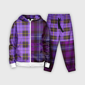 Детский костюм 3D с принтом Purple Checkered в Тюмени,  |  | в клетку | клеточка | клетчатая фиолетовая | клетчатые вещи | рубашка в клетку | тартан | фиолетовая клетка | фиолетовые квадраты | шотландская клетка